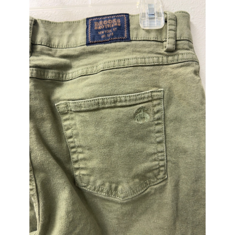 Brooks Brothers Slim Fit Pants Mens 34x32 Olive Green 5-Pocket Chino Preppy - Picture 3 of 7